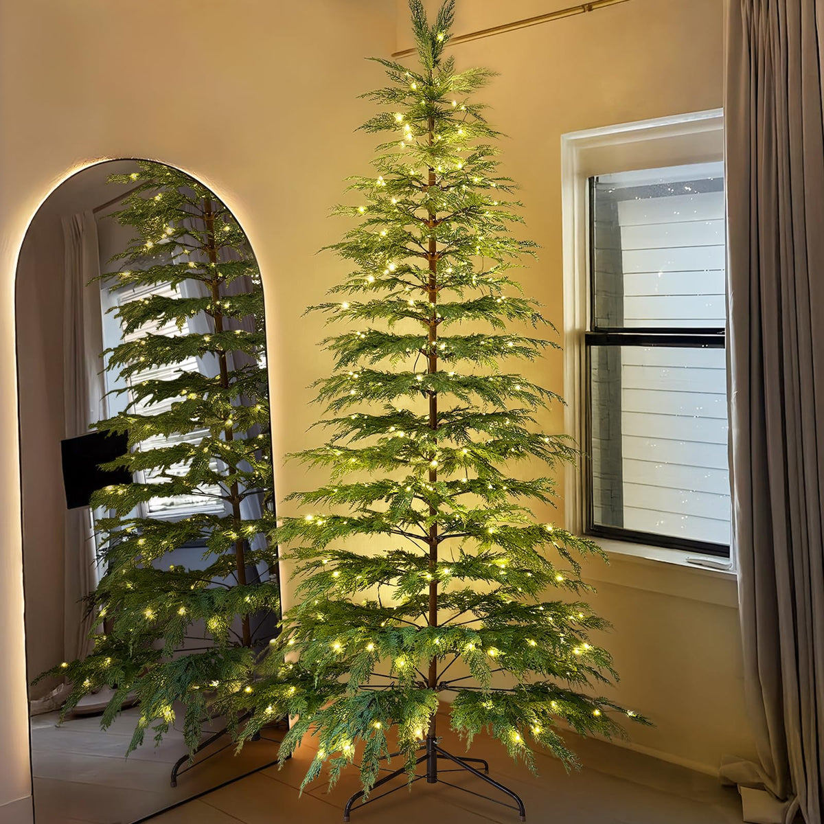 7.5 ft prelit twinkle Christmas cypress tree artificial indoor holiday decoration with lights
