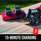 2x20V PWR CORE Brushless 7-1/4 Rear Handle Circular Saw Kit 2x5.0Ah Dual Port Auto Jump Charger CR5429B-20 Red