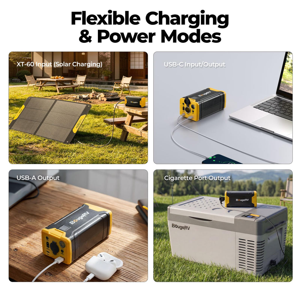 Portable power station 266Wh solar generator for 12V refrigerator camping outdoor backup power