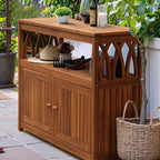 Acacia Wood Outdoor Storage Cabinet Waterproof Potting Table with Weather Resistant Brown Finish