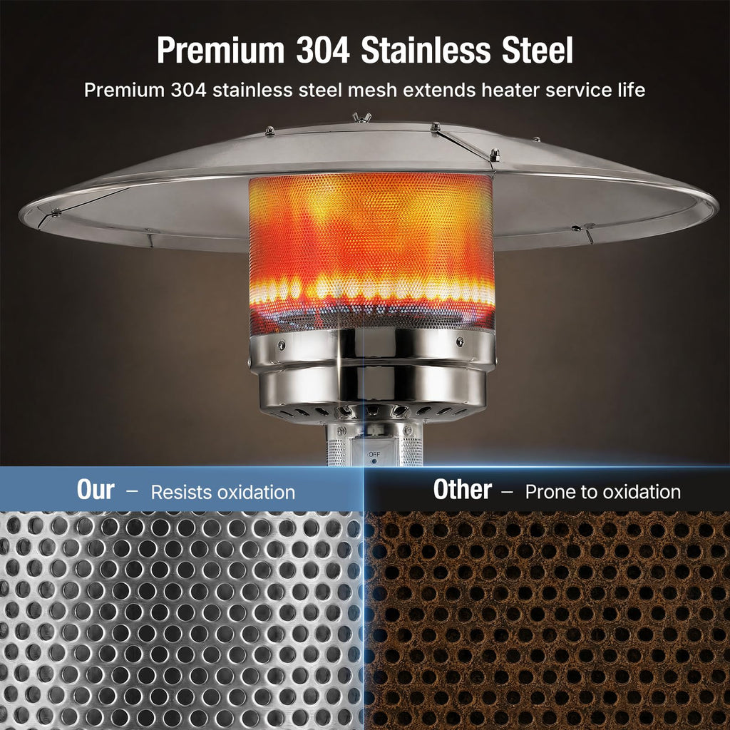 48000 BTU Outdoor Patio Propane Heater with Sandbox Wheels Portable Heating for Garden Backyard Deck