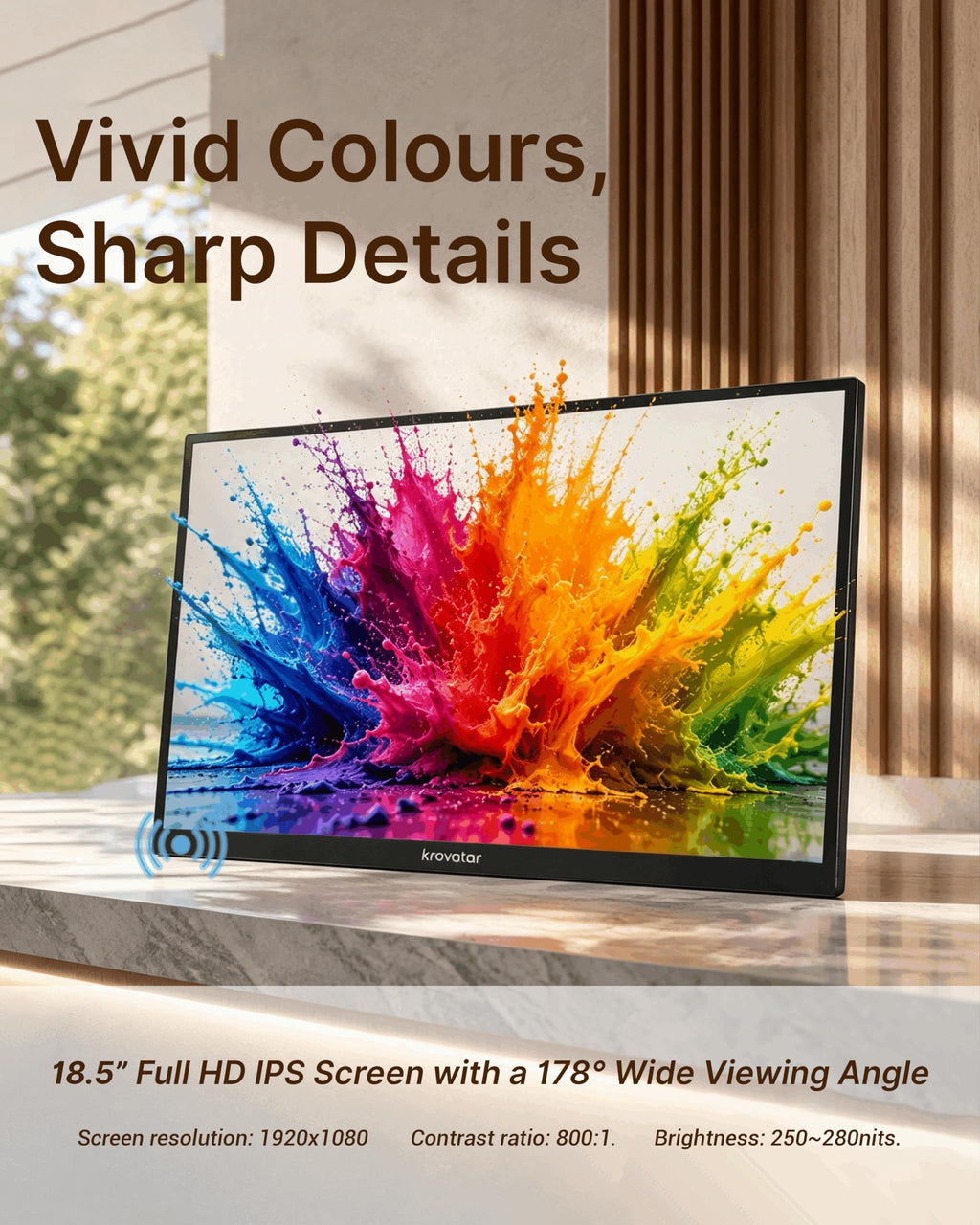 18.5 Inch FHD IPS Blu Ray Player with Integrated Monitor Portable All in One Compact Design