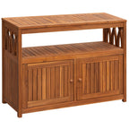 Acacia Wood Outdoor Storage Cabinet Waterproof Potting Table with Weather Resistant Brown Finish