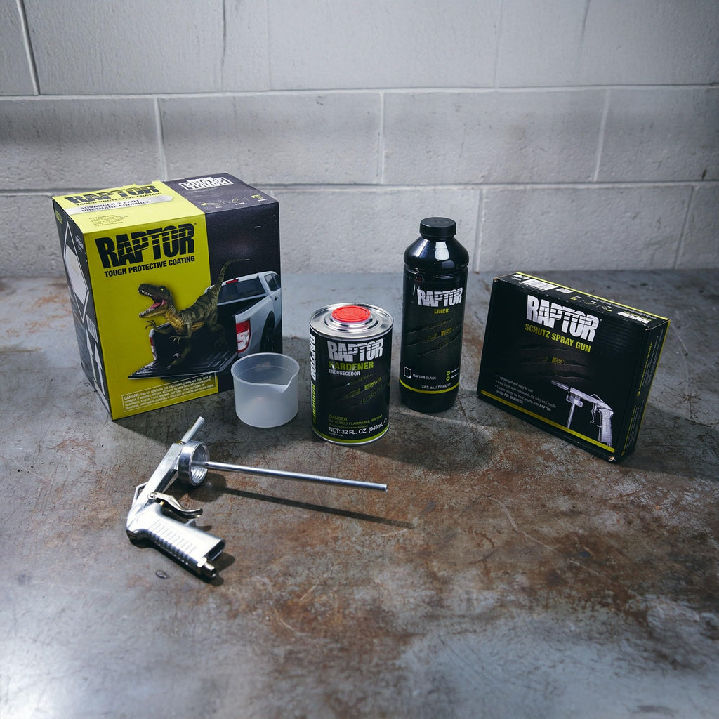 Raptor Black Urethane Spray On Truck Bed Liner Kit 4 Quarts UV Resistant Protective Coating