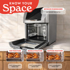 Air Fryer 14 Qt Rotisserie Oven with Window Stainless Steel Large Capacity for Family Meals