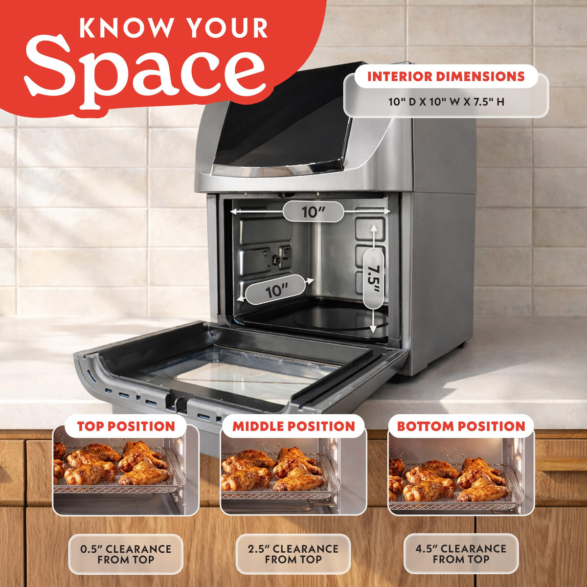 Air Fryer 14 Qt Rotisserie Oven with Window Stainless Steel Large Capacity for Family Meals