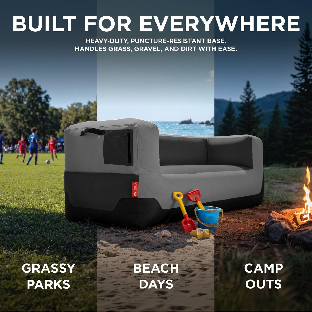 Inflatable Camping Sofa with Built-in Pump, Portable Outdoor Couch