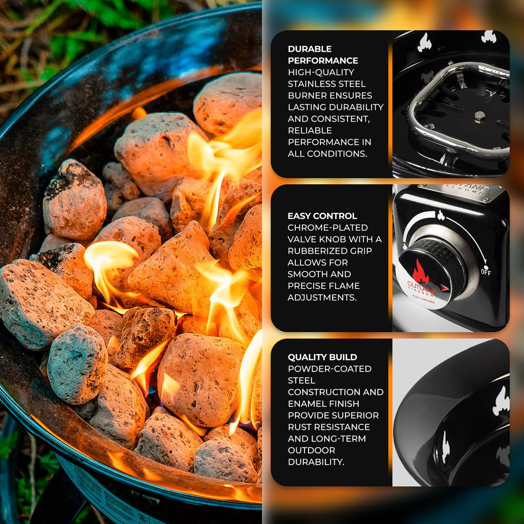 Portable Propane Fire Pit 19 Inch 58000 BTU Smokeless Firebowl with Cover Carry Kit Black 893 Deluxe