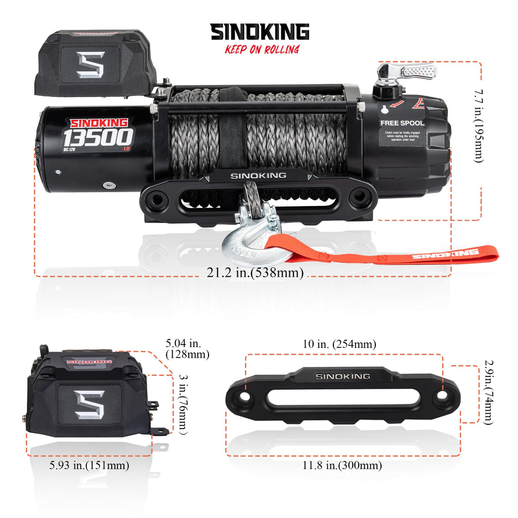 13500 lb electric winch for truck SUV trailer heavy duty synthetic rope 12V waterproof wireless wired remote