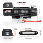 13500 lb electric winch for truck SUV trailer heavy duty synthetic rope 12V waterproof wireless wired remote