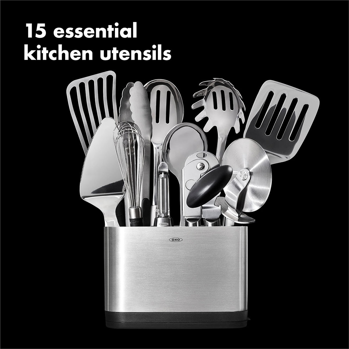 Steel 15 Piece Utensil Set Stainless Steel Kitchen Utensils Cooking Tools Home Serving Set