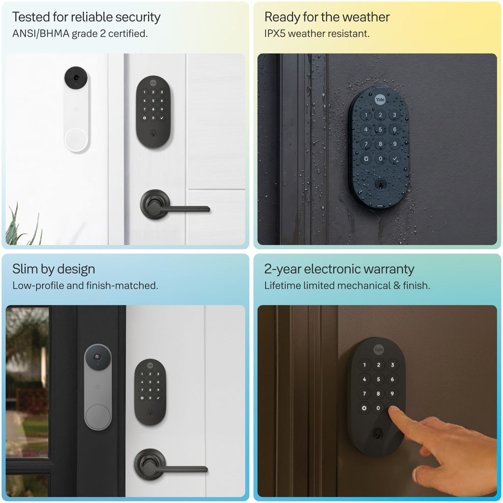 Smart Lock Deadbolt Compatible with Google Matter Keyless Entry App Control Smart Home Matte Black