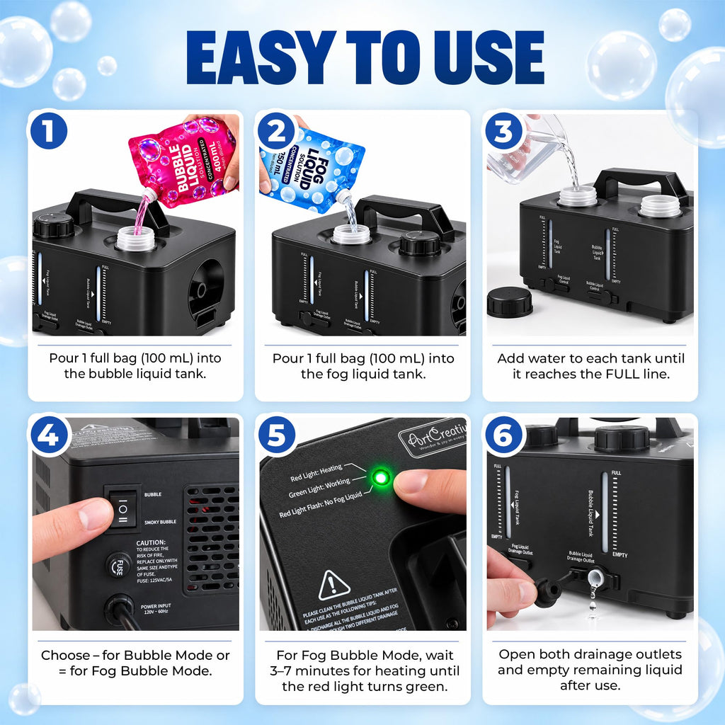 Fog Bubble Machine High Powered Smoke Bubble Maker for Party Stage and Outdoor Use