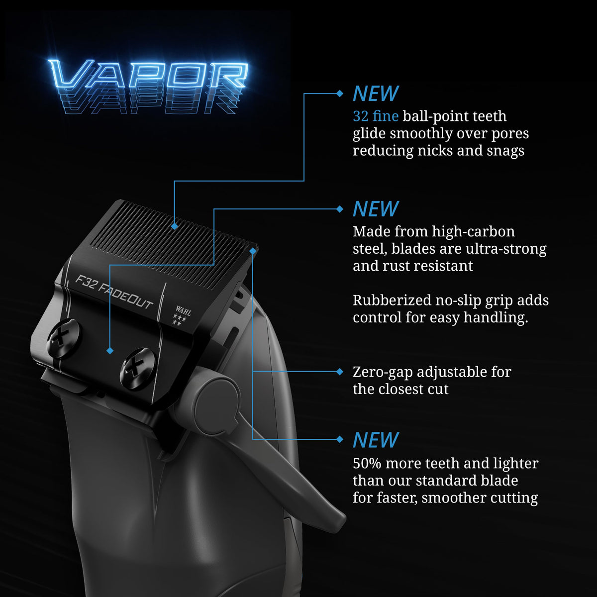 5 Star Vapor Cordless and Corded Hair Clipper with F32 Fadeout Blade Barber Grooming Tool