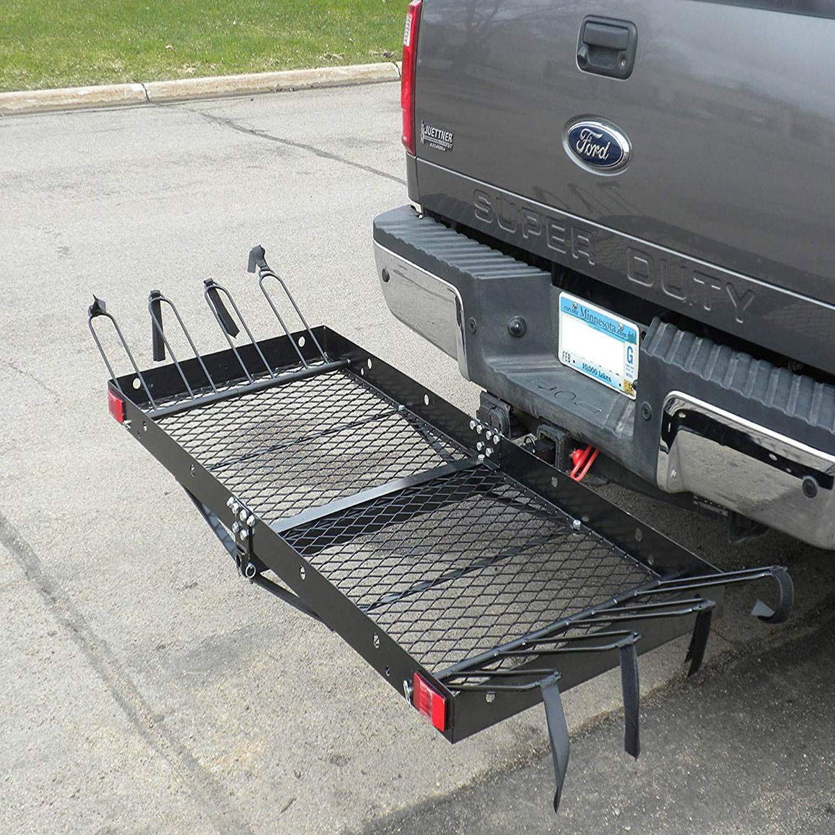 Cargo Carrier with Bike Rack 500 lb Capacity Black Heavy Duty Steel Fits 2 Inch Tow Receiver