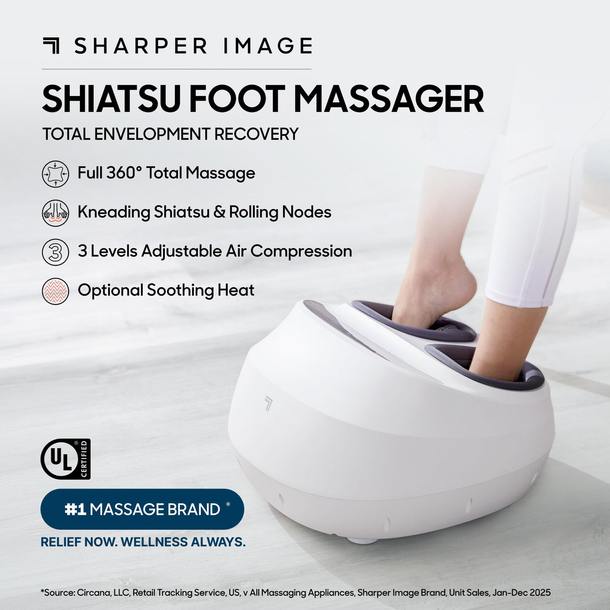 Shiatsu Foot Massager Heat Deep Kneading Compression 3 Modes Pain Relief Circulation Fits Mens Size 12