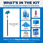 No Rinse Waterless RV Wash Wax Mop Kit with 9 ft Pole for Boat Aircraft Car Truck and RV Cleaning