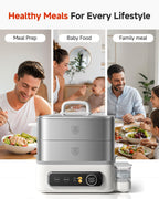 12.7 QT Electric Food Steamer for Cooking with 2 Tier 304 Stainless Steel Tray and Large Capacity