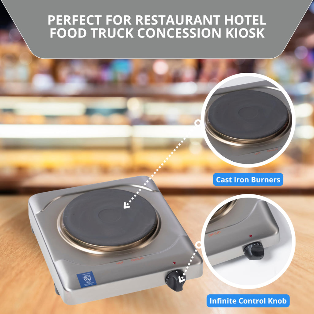 KR-S2 Portable Electric Hot Plate 1500W Cast Iron Single Burner Compact Countertop Electric Cooker