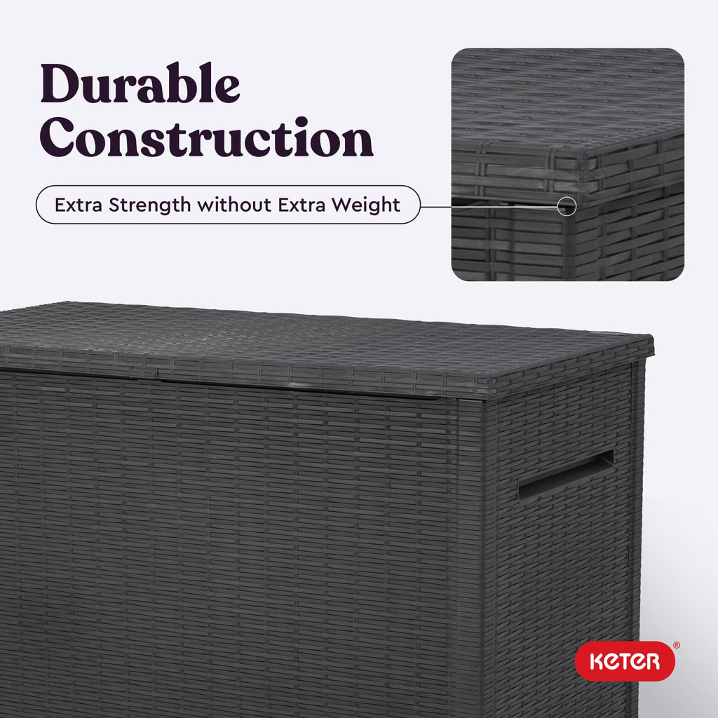 Java 230 Gal Outdoor Storage Box Waterproof Resin Deck Container for Patio Pool Accessories and Garden Tools