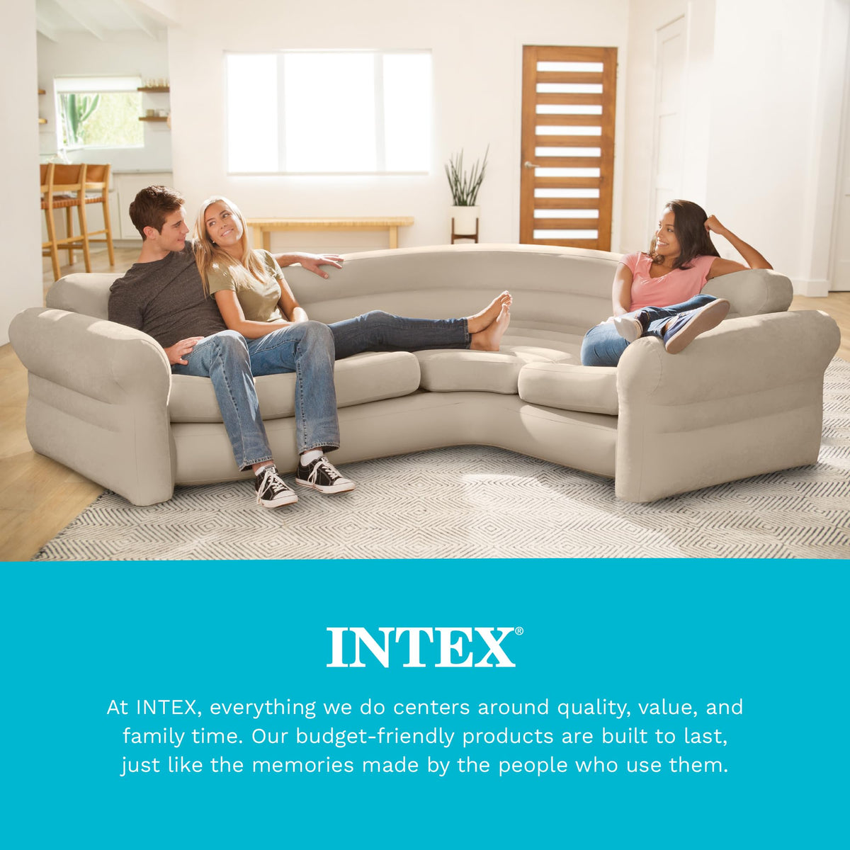 Inflatable Corner Sofa L Shaped Couch Family Lounge Living Room Indoor Outdoor Seating Furniture