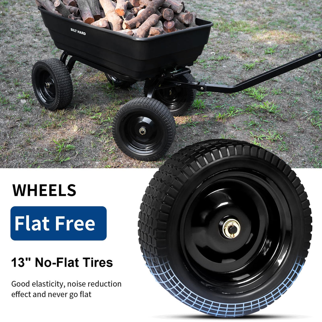 7 cu ft poly garden dump cart 1200 lbs no flat tires quick release 2 in 1 convertible handle heavy duty yard