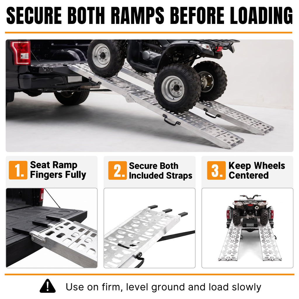 7.5 Ft Aluminum Loading Ramps for Pickup Trucks and ATVs, 2 Pack