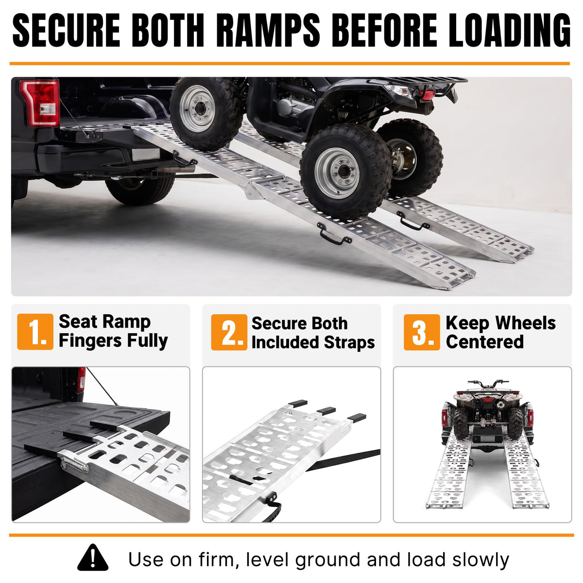 7.5 Ft Aluminum Loading Ramps for Pickup Trucks and ATVs, 2 Pack