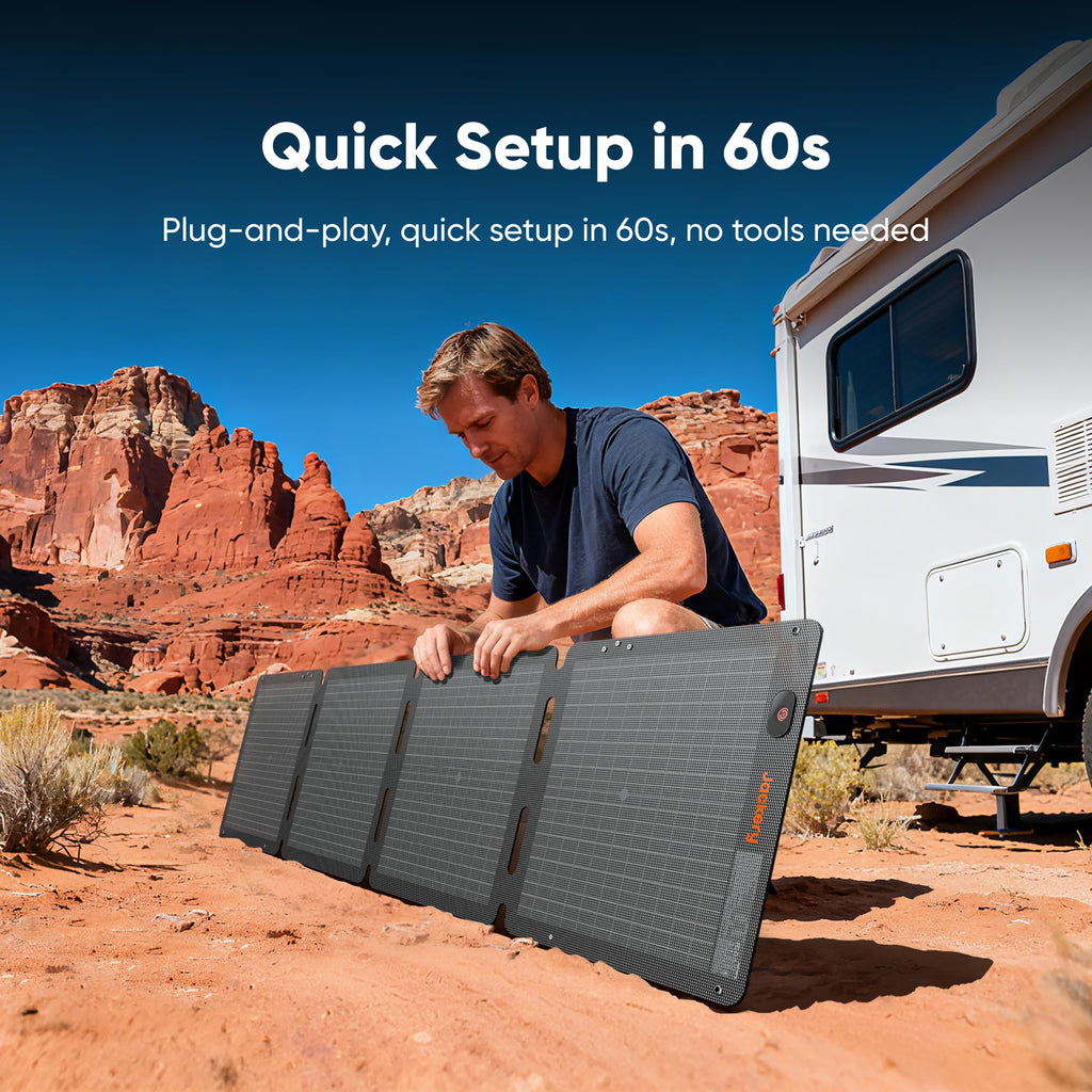 SolarSaga 100W Air solar panel bifacial 23% efficiency IP65 waterproof foldable charger for power stations RV