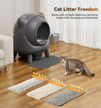 Auto Self Cleaning Litter Box Odor Control Robot Cat Ear 65L App Monitor Multi Cat Safety Sensor 1 Trash Bag