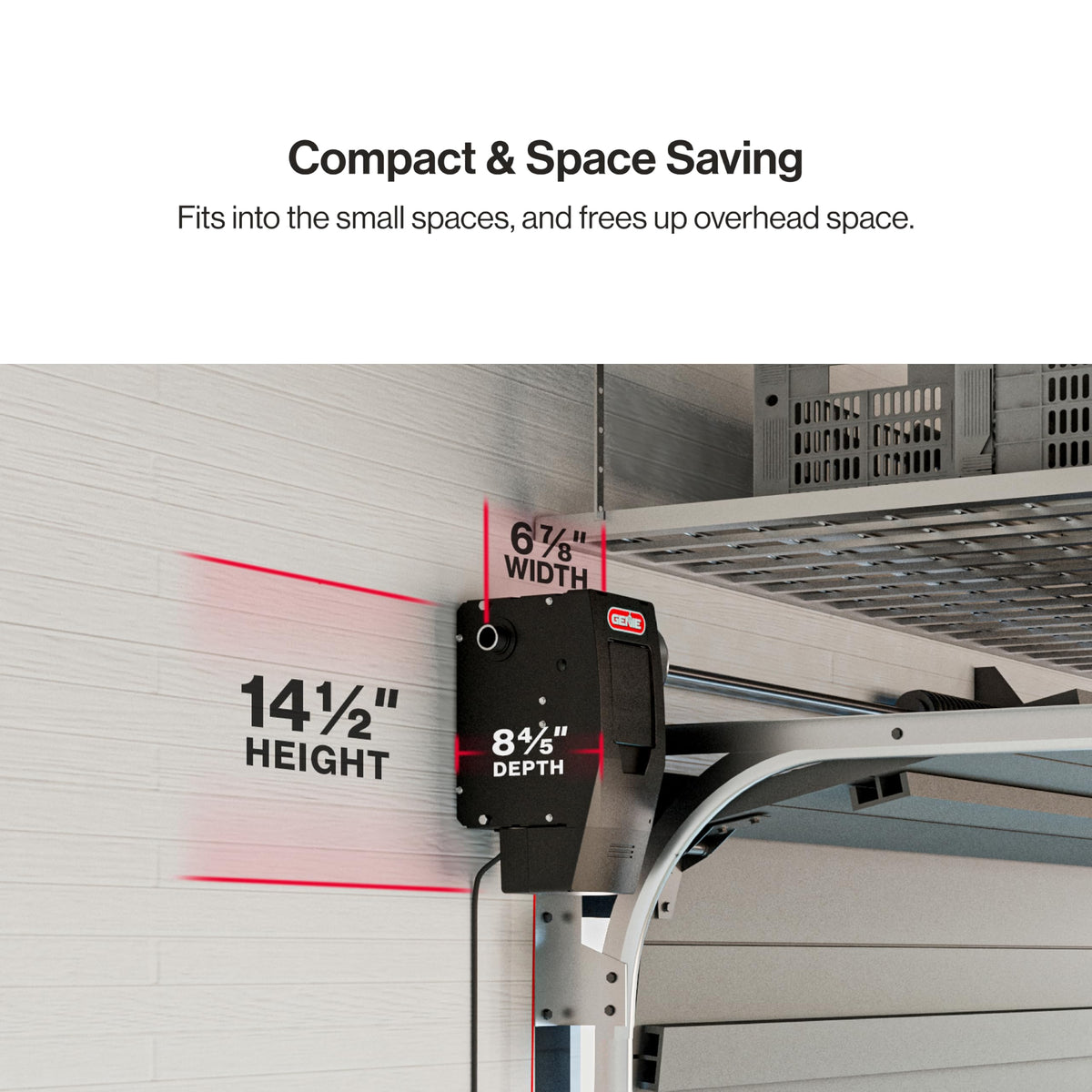 B6172H Wall Mount Smart Garage Door Opener with DC Motor Lifts up to 14ft High 850lbs Black