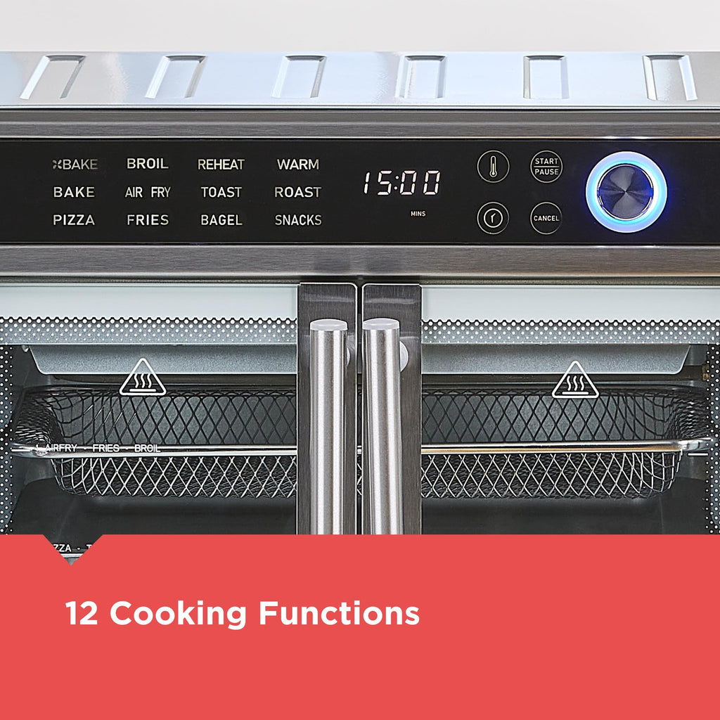 12 in 1 Crisp N Bake Air Fryer Toaster Oven with Multiple Cooking Functions and Easy Clean Design