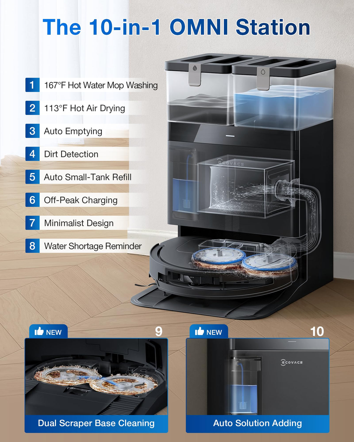 T50 PRO Omni Robot Vacuum and Mop 3.19in 15000Pa ZeroTangle 2.0 TruEdge AIVI 3D Auto Wash Dry Self Empty