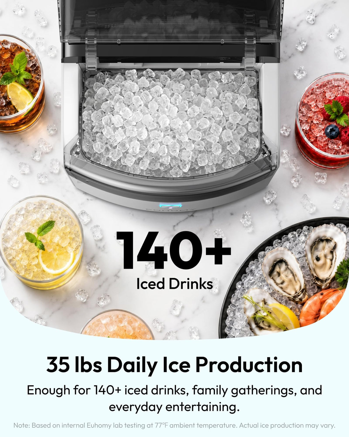 2026 Upgraded Countertop Nugget Ice Maker 35lbs Sonic Crushed Ice Machine for Home Kitchen
