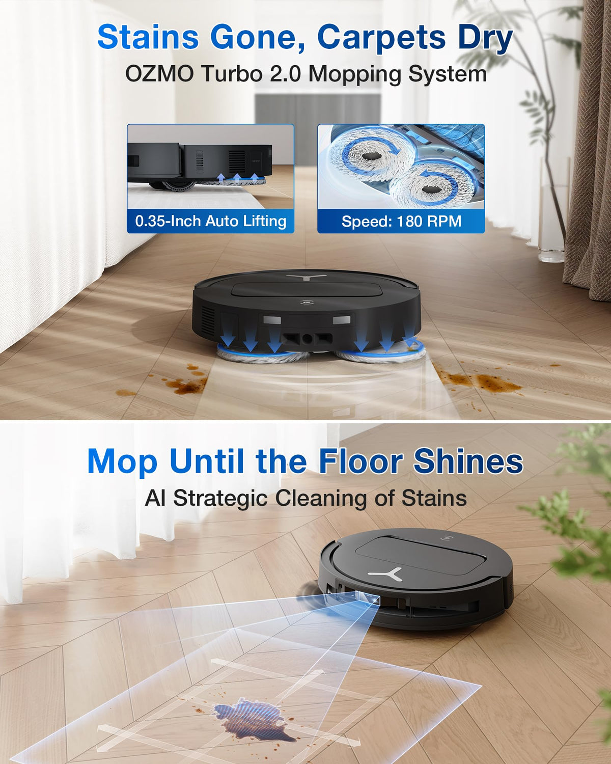 T50 PRO Omni Robot Vacuum and Mop 3.19in 15000Pa ZeroTangle 2.0 TruEdge AIVI 3D Auto Wash Dry Self Empty