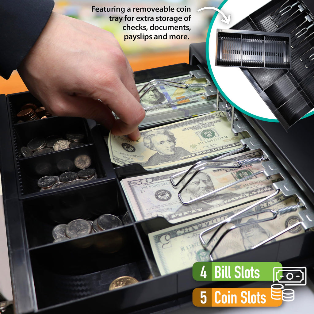 CR260 Cash Register with Steel Drawer Fast Printing User Friendly Interface Compact Black Design