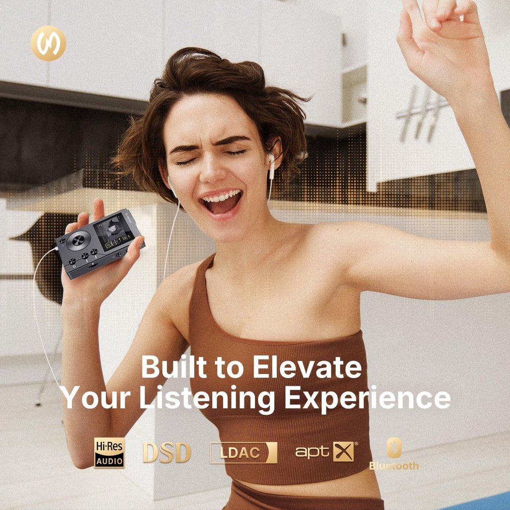F20 HiFi MP3 Player Bluetooth 5.2 Lossless DSD FLAC High Resolution Audio Player 64GB MicroSD Card up to 512GB
