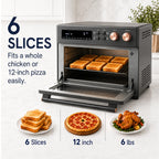 Infrared 26.3 QT Air Fryer Toaster Oven 10 in 1 Combo Convection 6 Slice Toast Enamel Pan Easy Clean Renewed