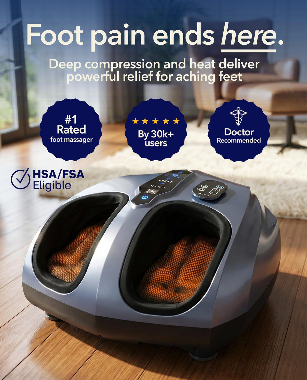 Shiatsu Foot Massager with Heat and Air Compression for Pain Relief and Deep Muscle Relaxation