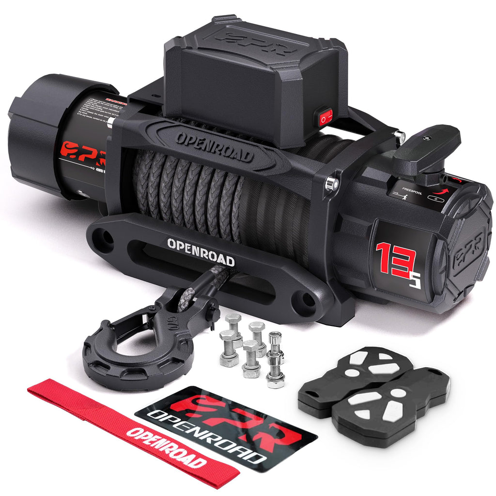 13500 lb Recovery Winch Synthetic Rope 2 Wireless Remotes IP68 Waterproof 12V for SUV Panther Series 3S