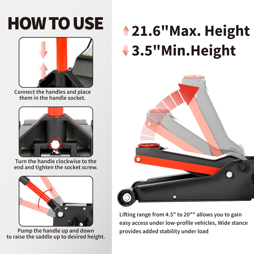 5 ton 11000lbs low profile hydraulic heavy duty steel floor jack dual piston quick lift pump for car repair