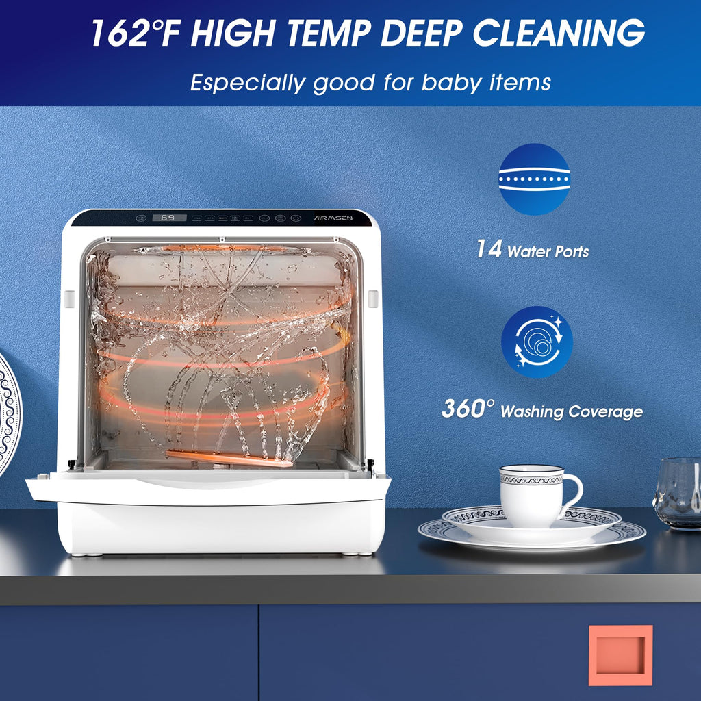 Portable Countertop Dishwasher, No Hookup Needed, Compact Design