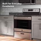 Freestanding 5.2 cu ft Rear Control Electric Range with 4 Burner Cooktop in Stainless Steel