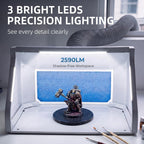Adjustable Airbrush Spray Booth with Dual Fans 3 LED Lights and 5.6ft Hose for Hobby Model Painting