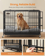 Heavy duty foldable dog crate with 5 minute quick setup double doors portable travel home indoor