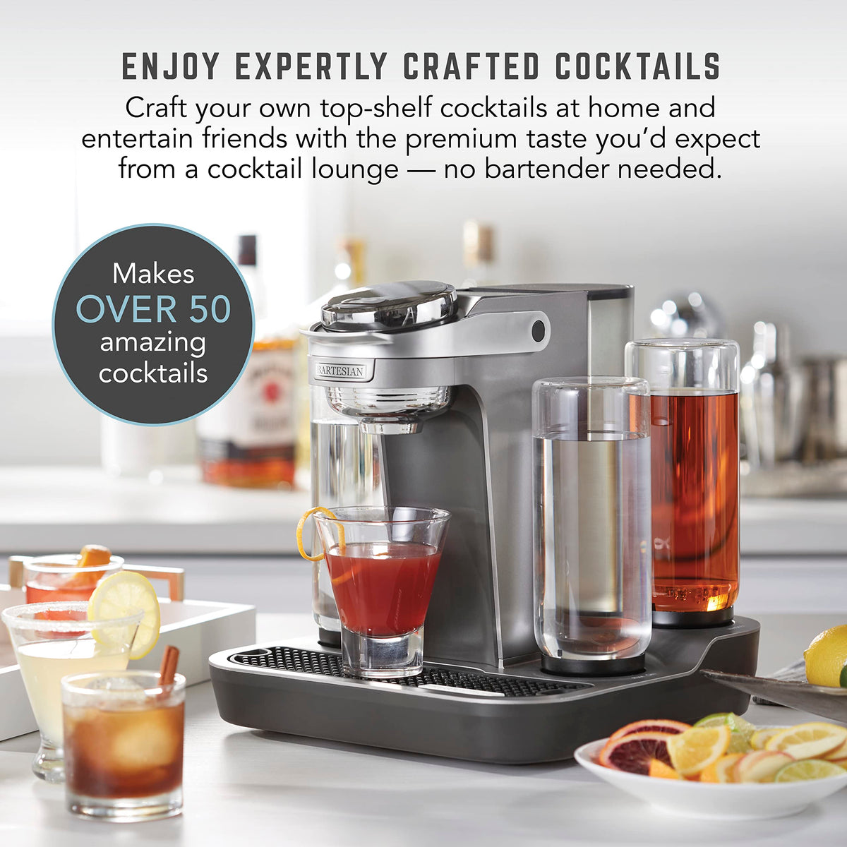 Professional cocktail machine cocktail maker with 5 premium glass bottles 55306 renewed home bar