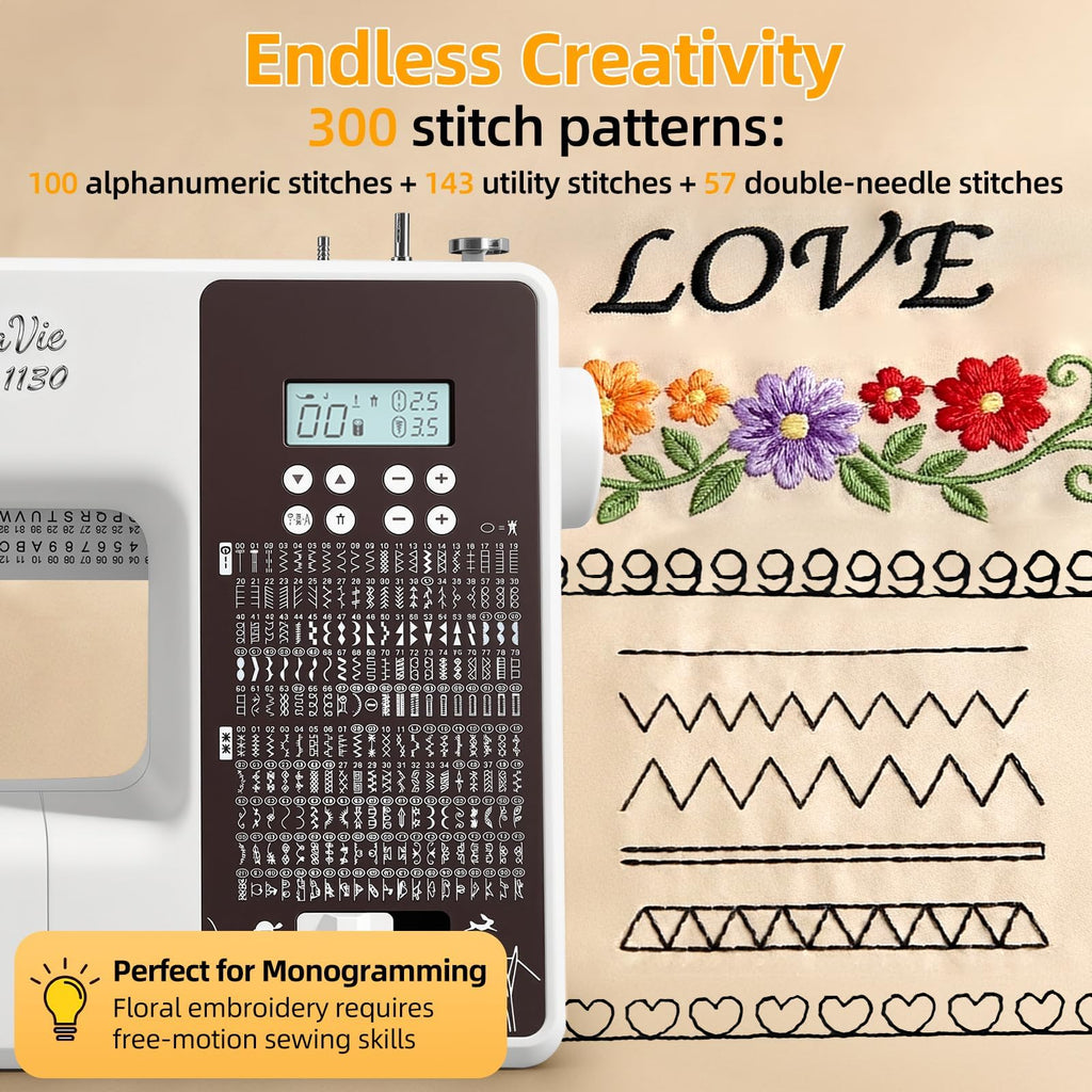 Computerized Sewing and Quilting Machine Model 1130 with 300 Built In Stitches for Home DIY Projects