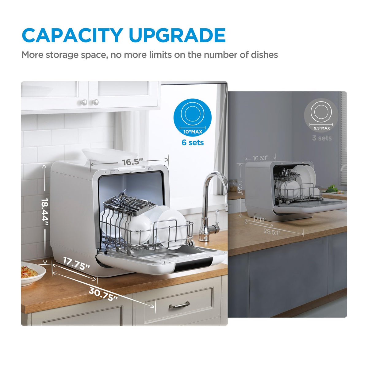 Countertop portable dishwasher 6L built in water tank 7 programs UV hygiene auto door open for apartments RVs