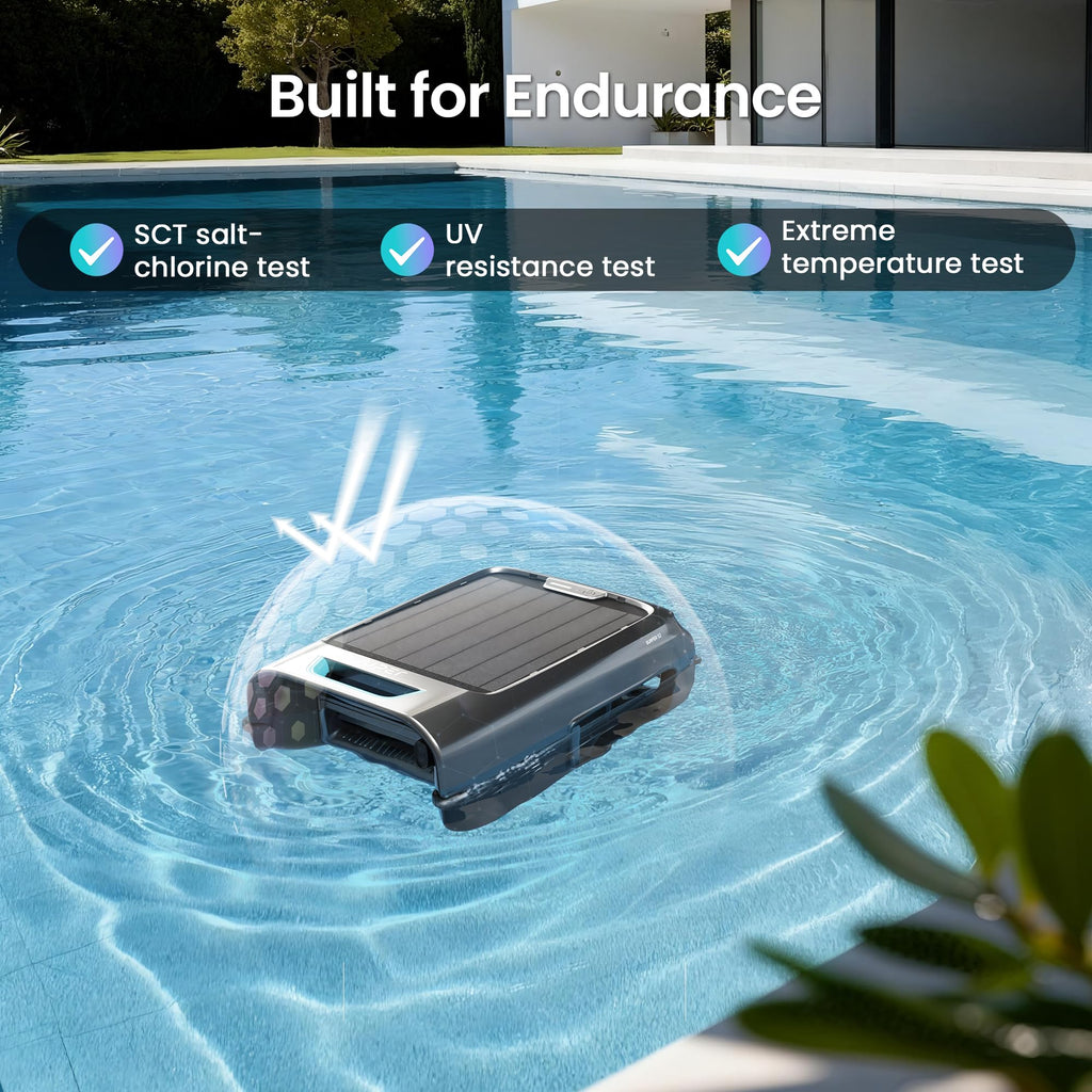 EcoSurfer S2 solar pool skimmer robot cordless automatic continuous cleaning efficient debris removal gray