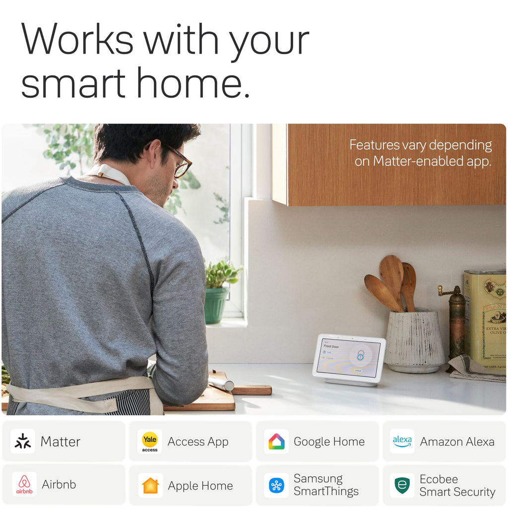 Smart Lock Deadbolt Compatible with Google Matter Keyless Entry App Control Smart Home Matte Black